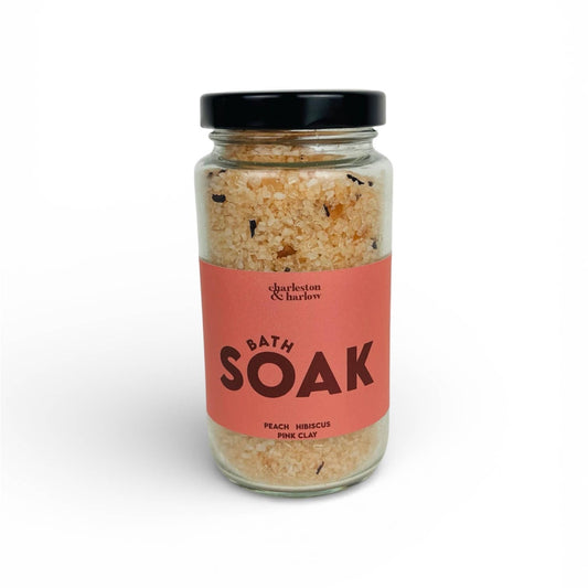 Charleston & Harlow Candle Co. - Bath Salt Soak - Peach + Hibiscus + Pink Clay: 8 oz