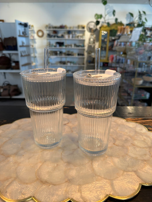 20z Ribbed Glass Tumblers
