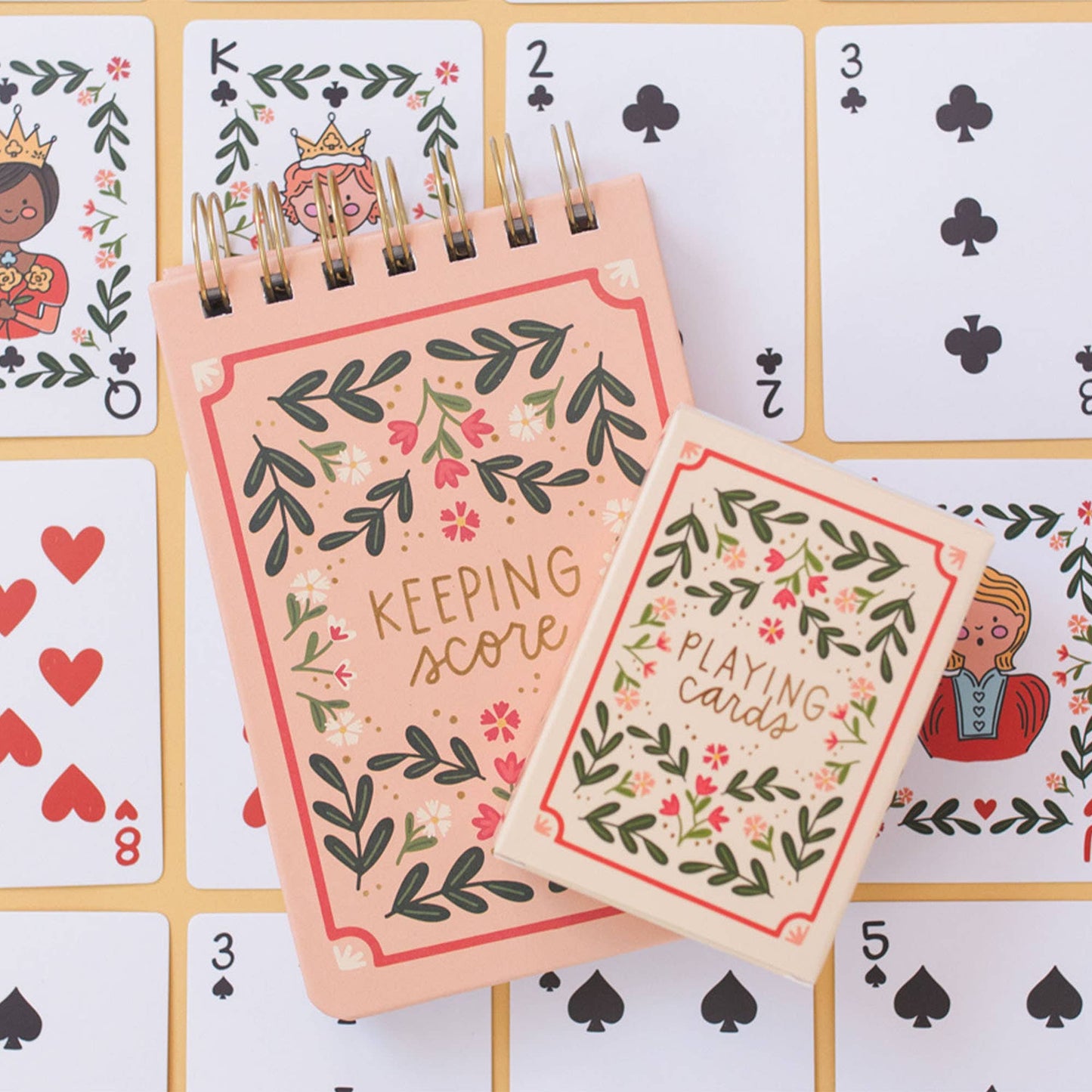 Pippi Post - Floral Game Night Set of Playing Cards & Notebook