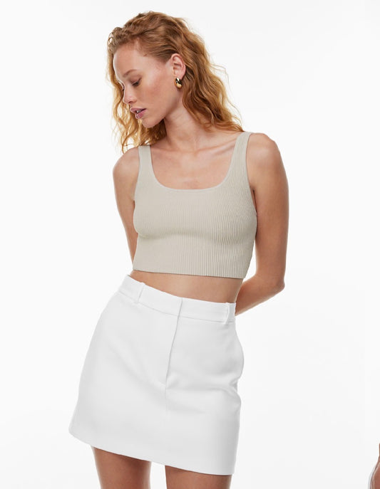 Babaton Sculpt Knit Squareneck Crop Tank Sz L