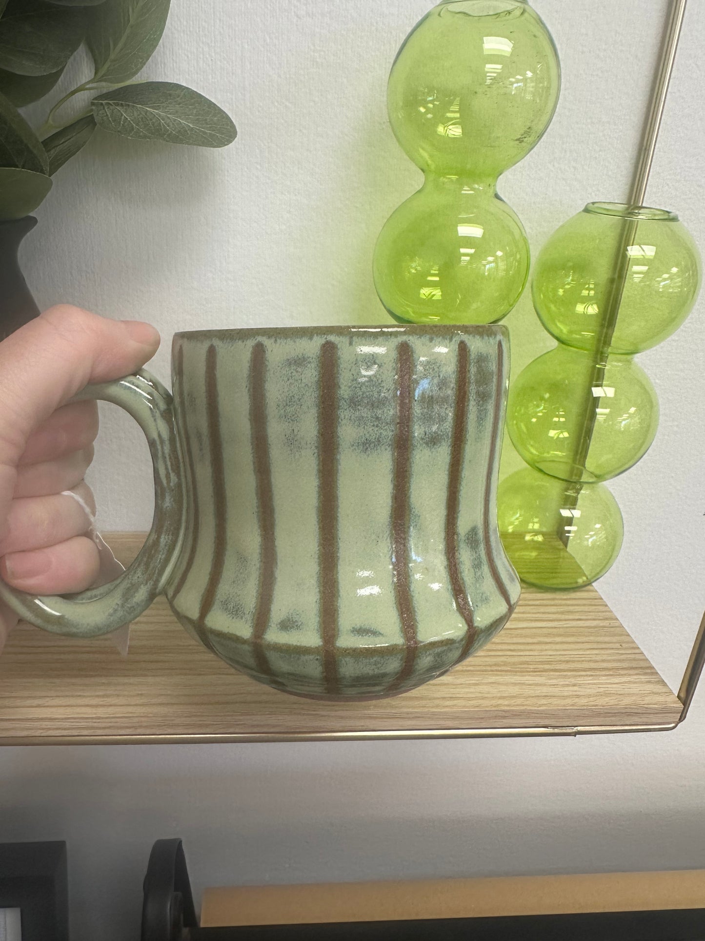 MERC Pottery Mug - Green Groovy Rhythm 14oz