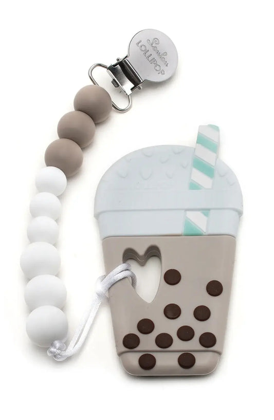 Loulou Lollipop - Pacifier Clip Teether Set: Milk Tea Bubble Tea