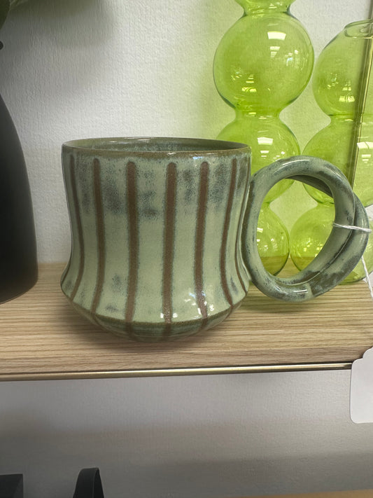 MERC Pottery Mug - Green Groovy Rhythm 14oz
