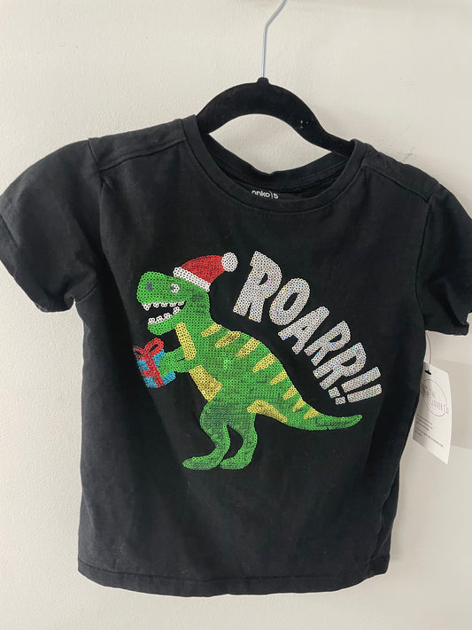 Sequin Santa Dinosaur Shirt Sz 5T