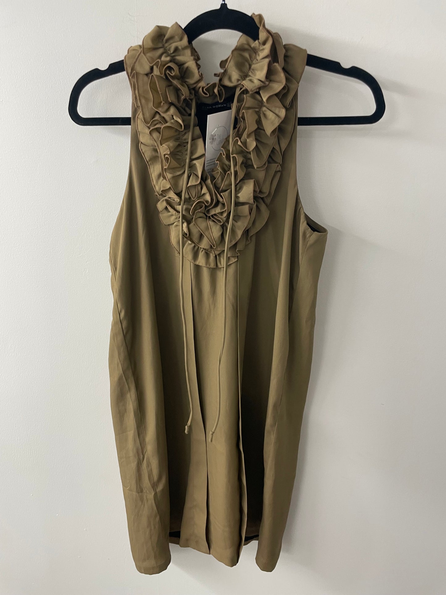 Zara Ruffle Neck Dress Sz L