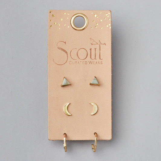 Ella Stud Trio - Gold + Labradorite
