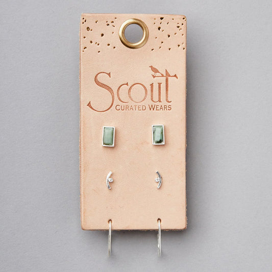 Courtney Stud Trio - Silver + African Turquoise