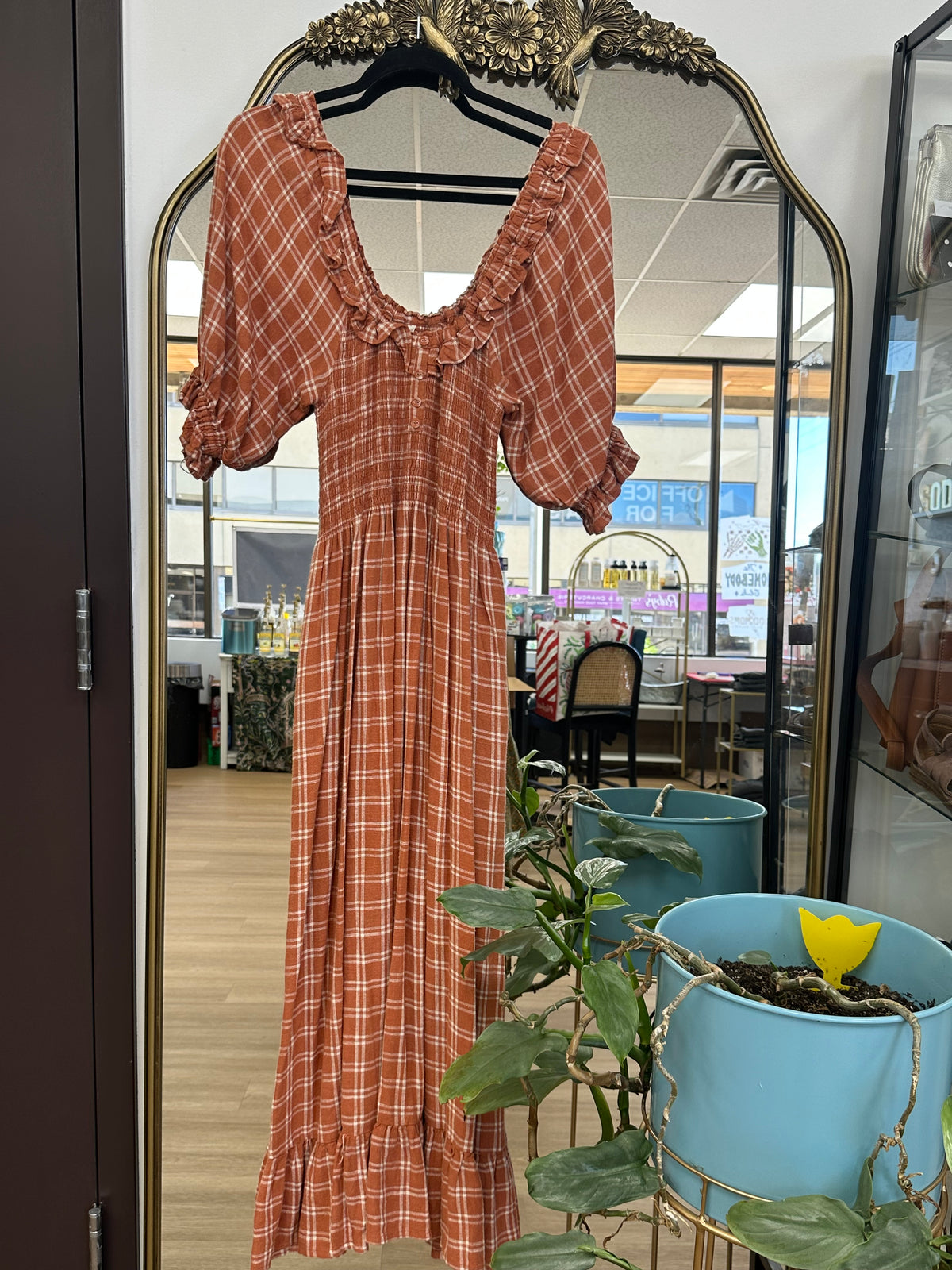 Rylee and Cru Poppy Check Dress Sz Small