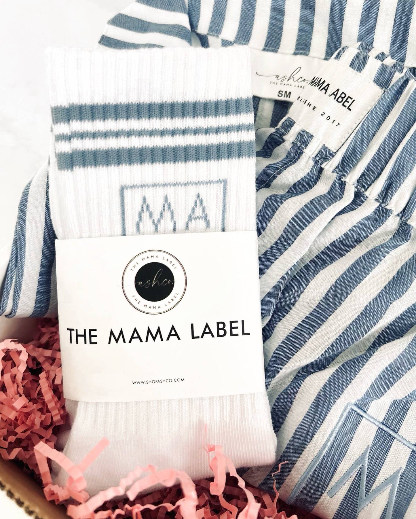 Ashco THE MAMA LABEL - Mama | Crew Socks: Navy