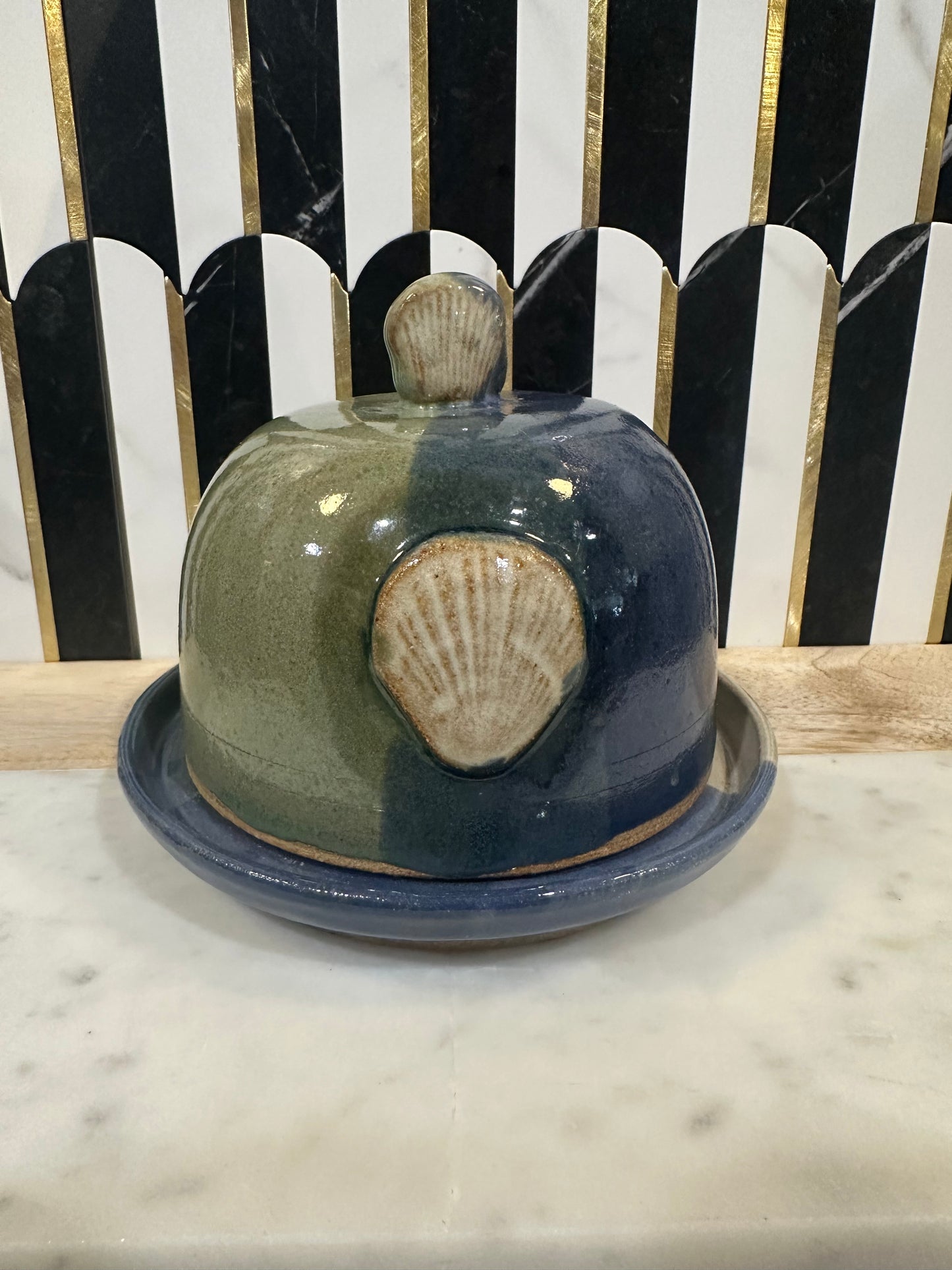 Pottery Seashell Butter Dish