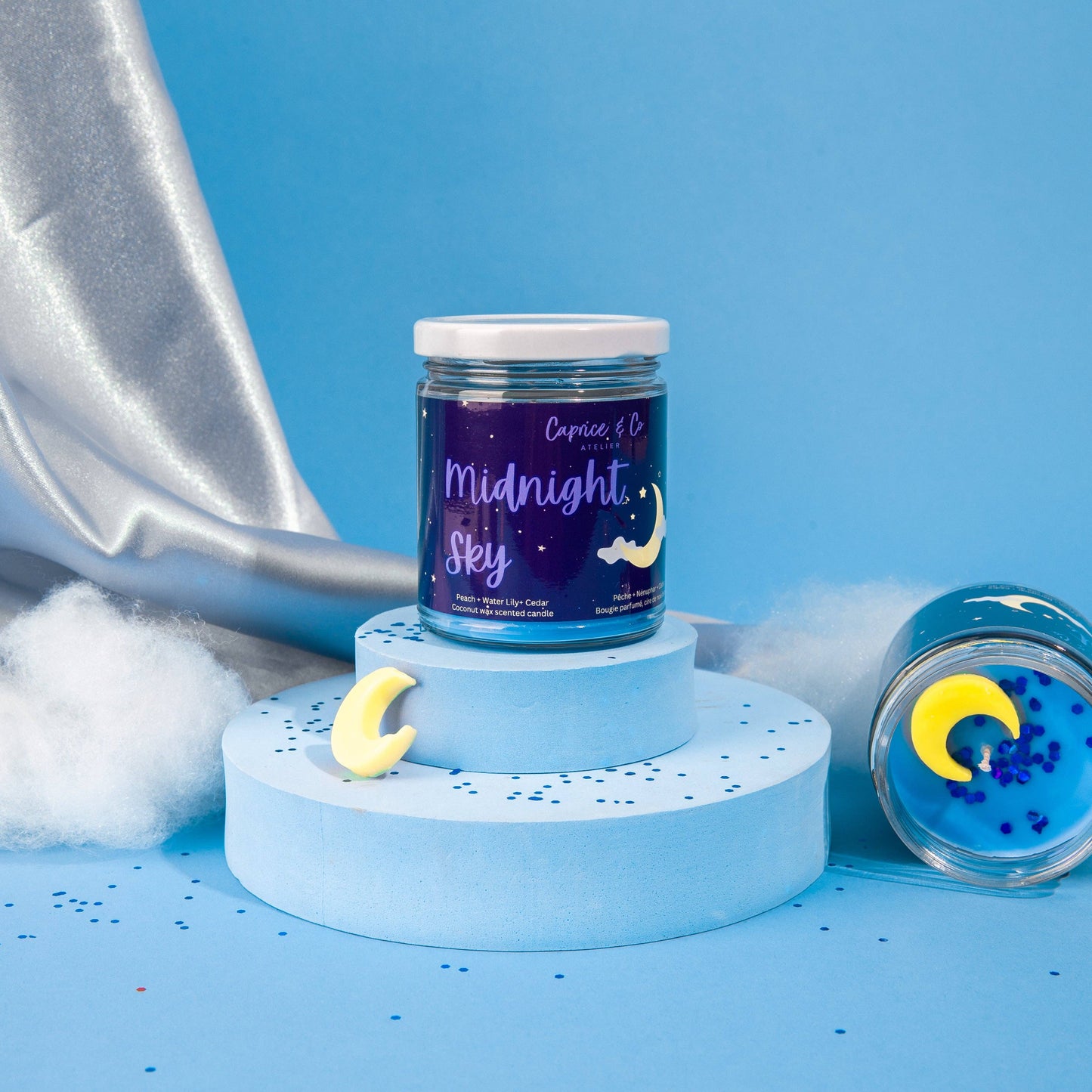 Caprice & Co - Midnight Sky Candle - Peach + Waterlily + Cedar