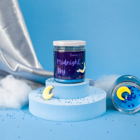 Caprice & Co - Midnight Sky Candle - Peach + Waterlily + Cedar