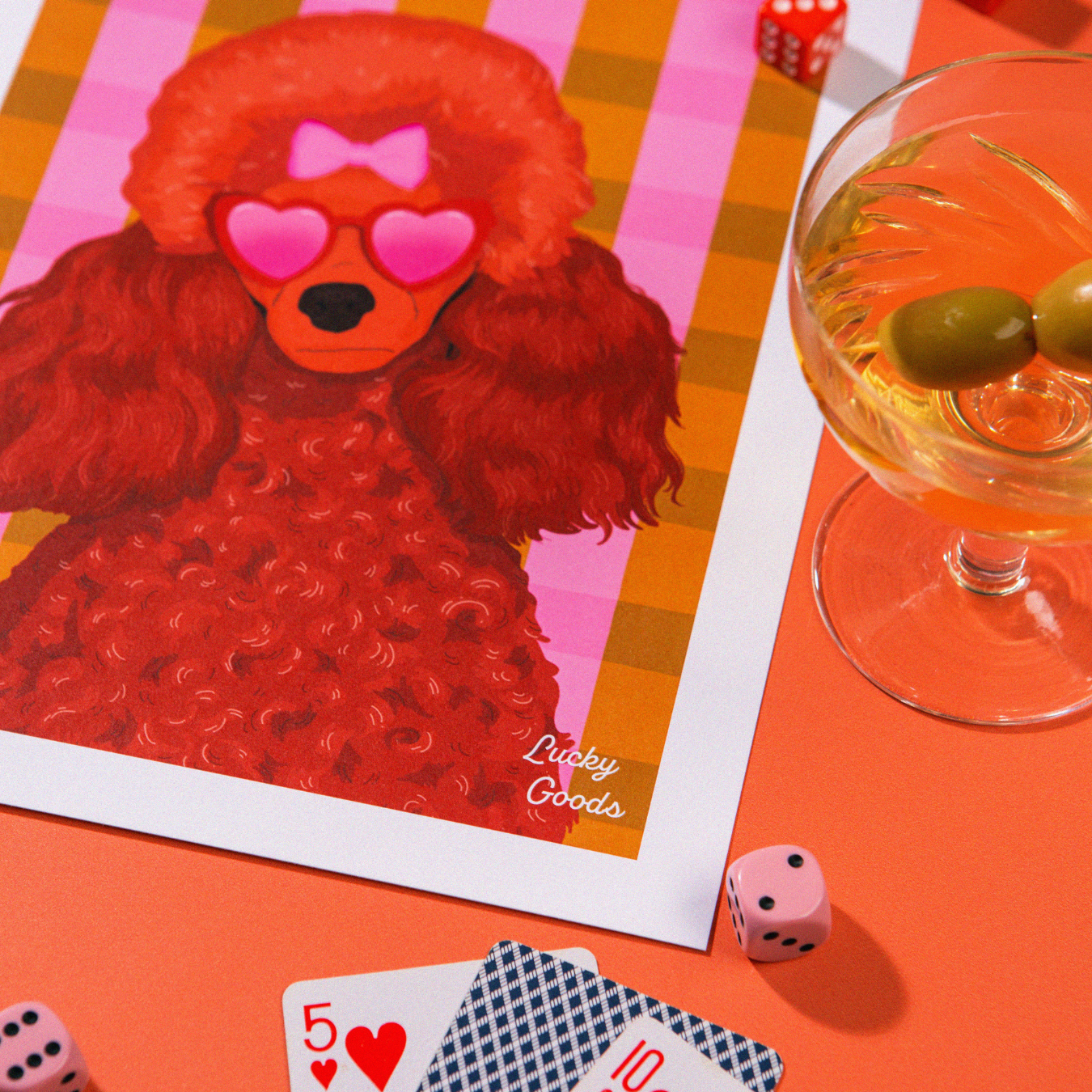 Lucky Goods Paper - Fancy Poodle with Sunglasses Portrait Print: 8" x 10"