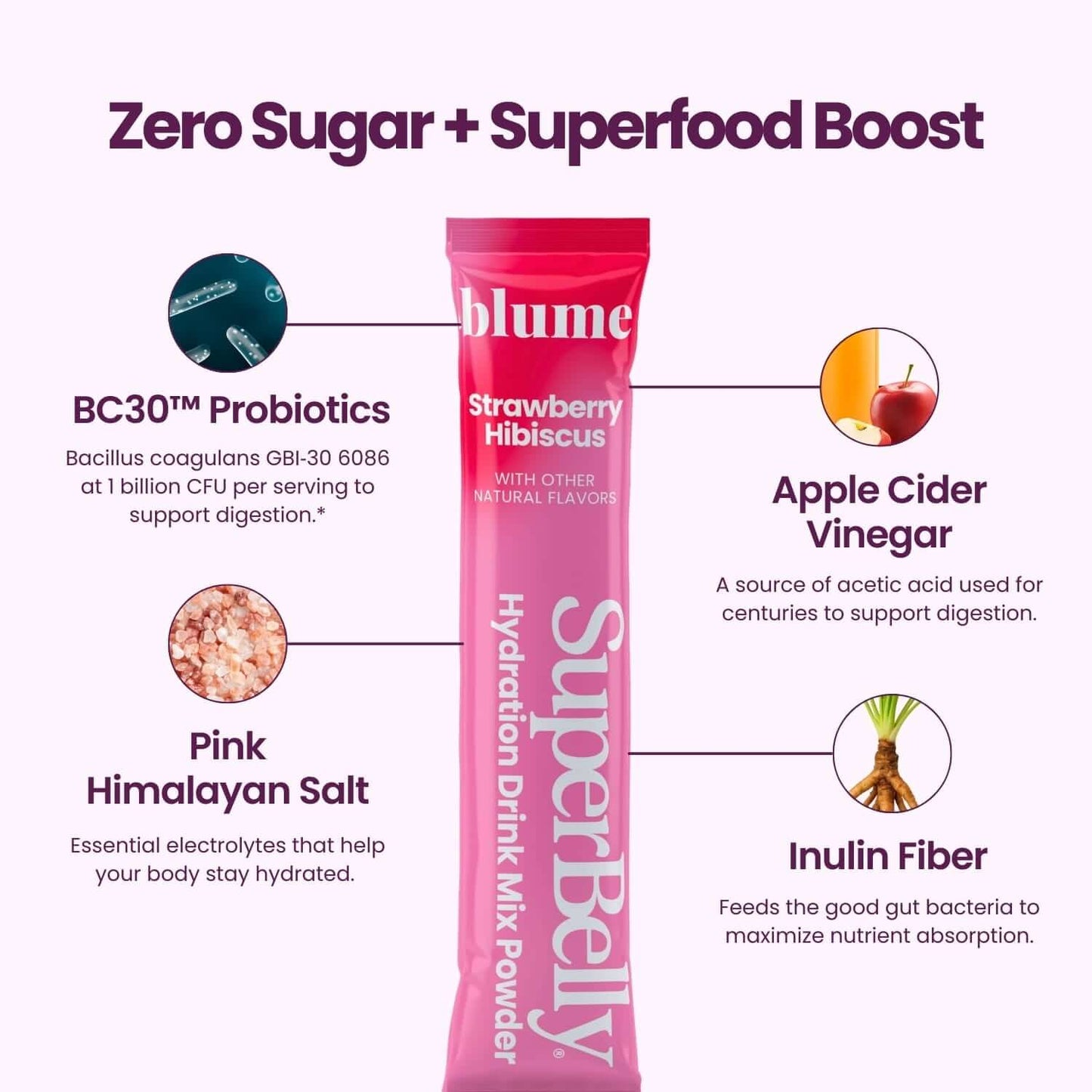 Blume Superbelly Strawberry Hibiscus Hydration Powder