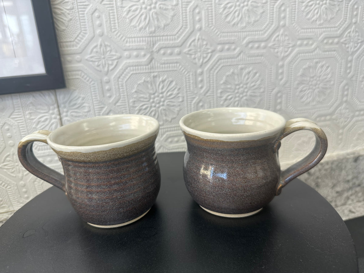 Set of 2 Brown Pottery Mugs