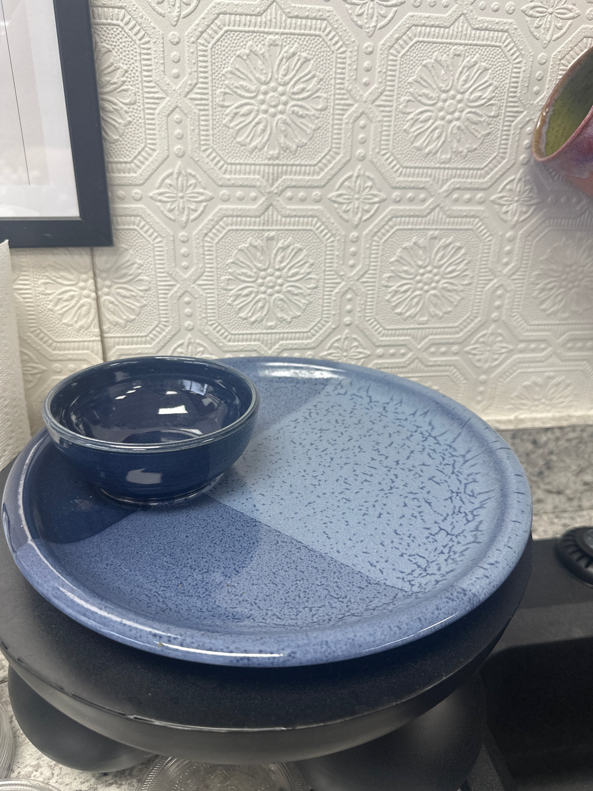 Pottery Plate with Dip Bowl