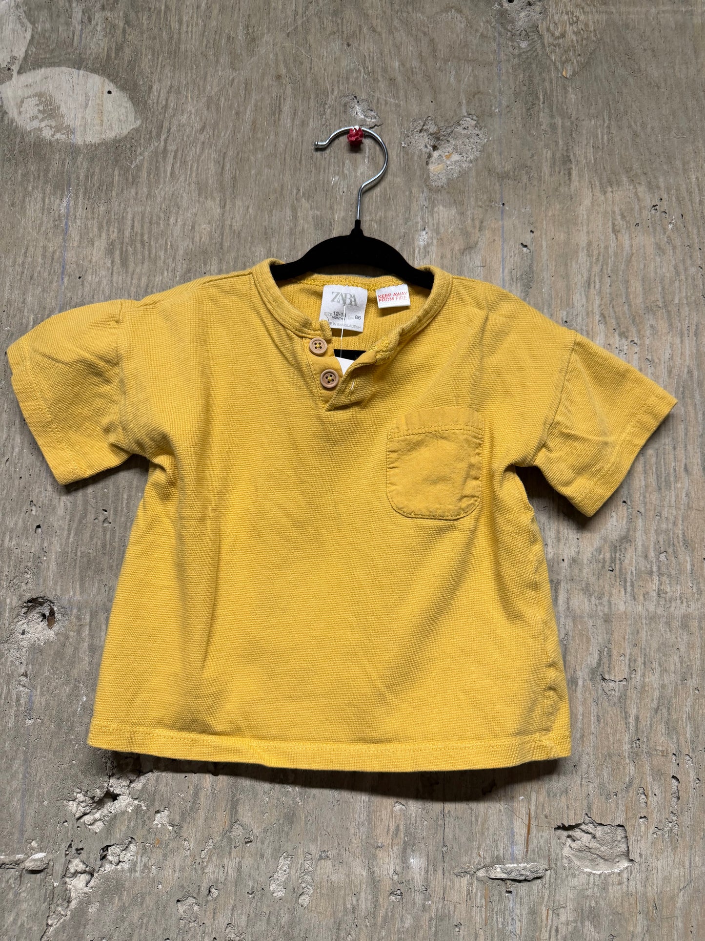 Zara Mustard Tee - Size 12/18 Months