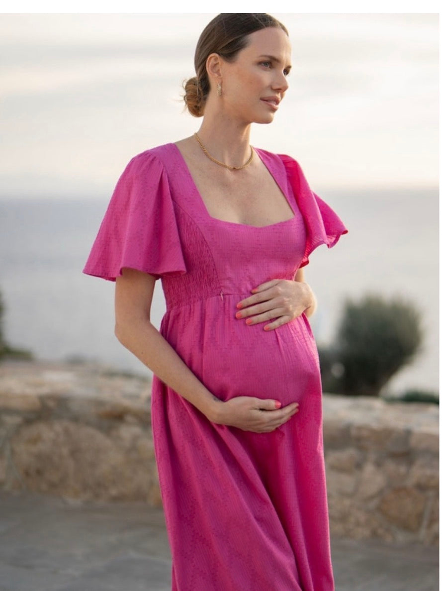 Seraphine Pink Broderie Maternity & Nursing Dress Sz 6