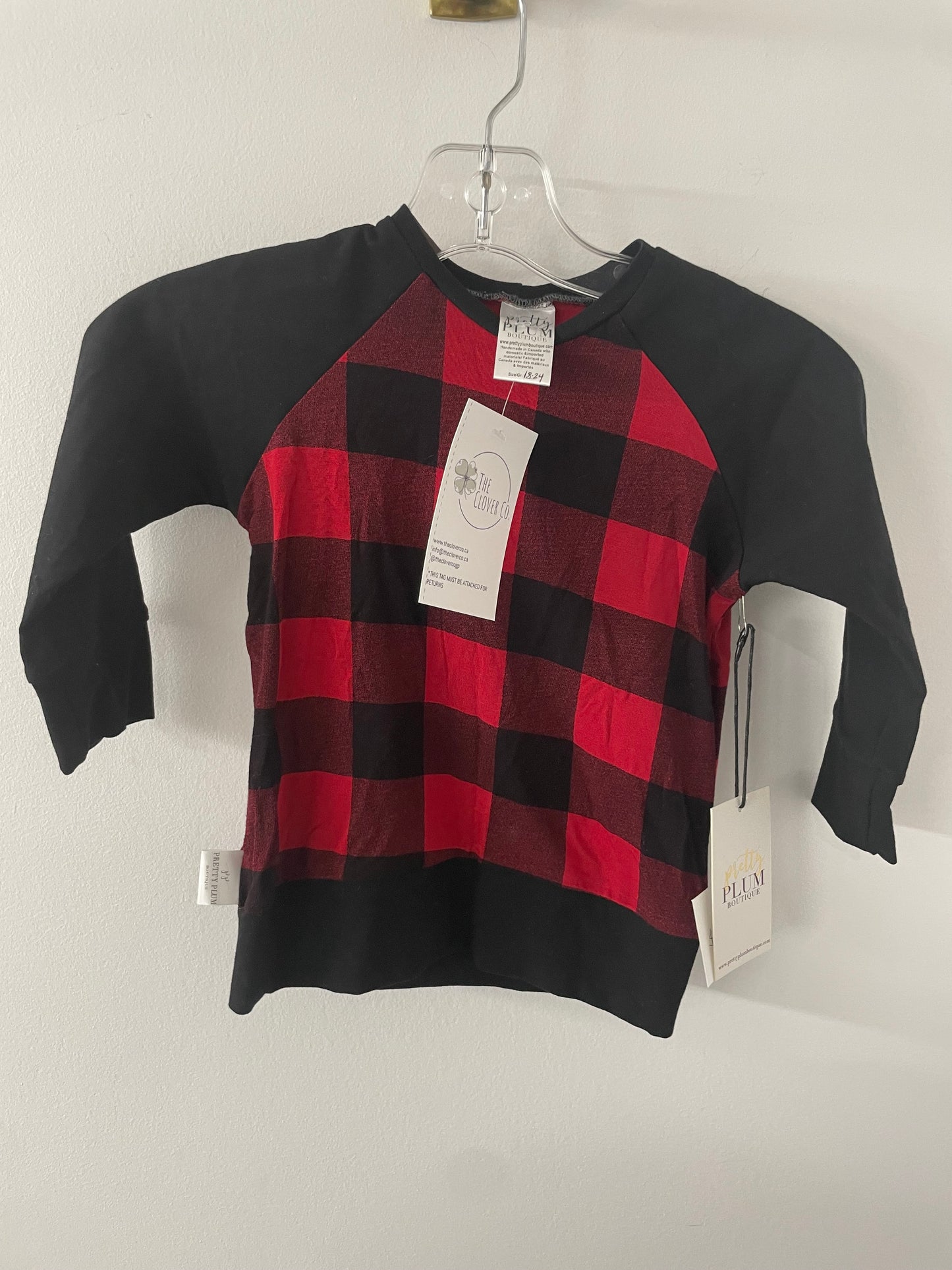 Posh and Plum Buffalo Plaid Top 18/24m