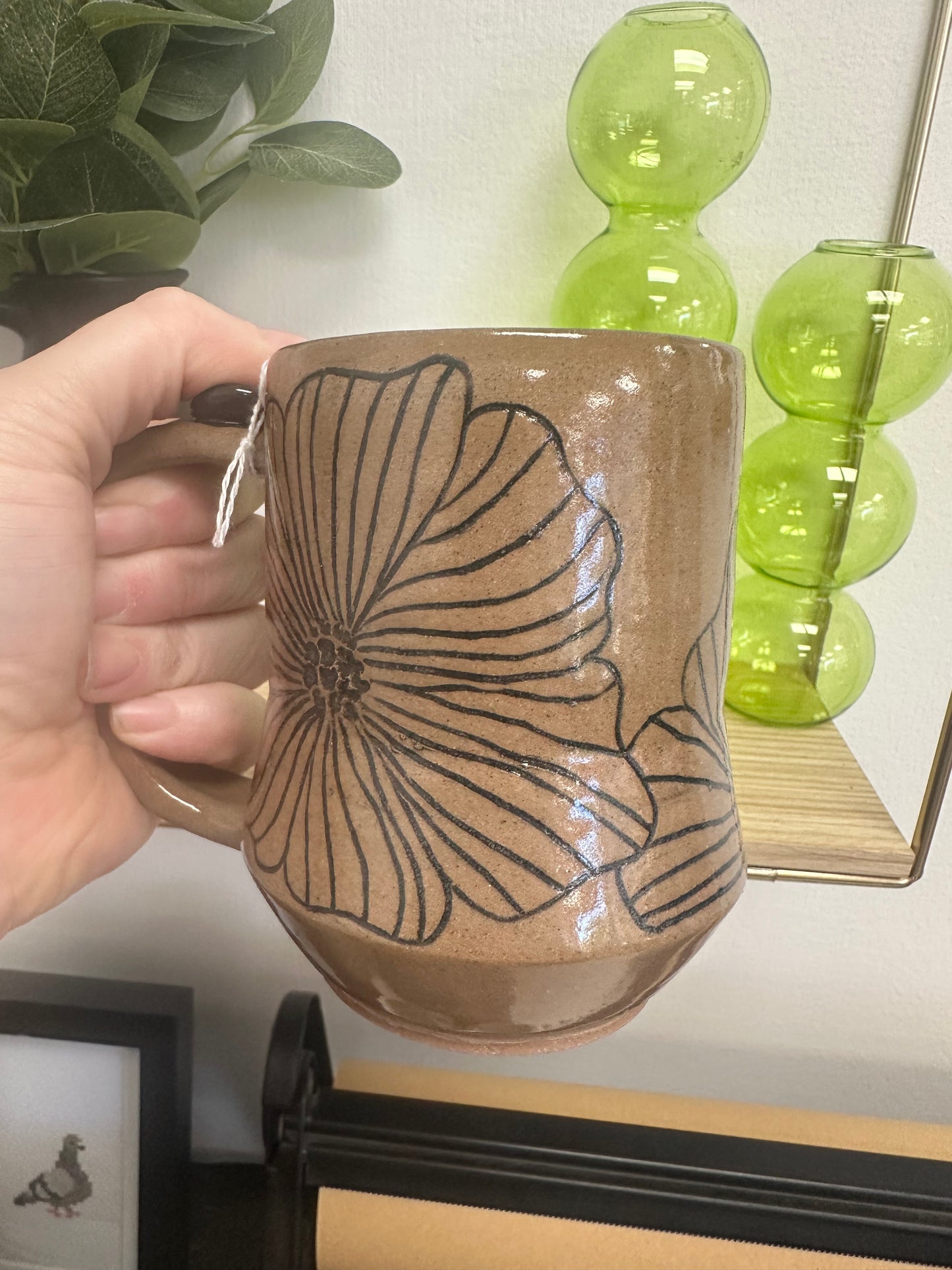 MERC Pottery -Groovy Black Bloom 12oz (B)