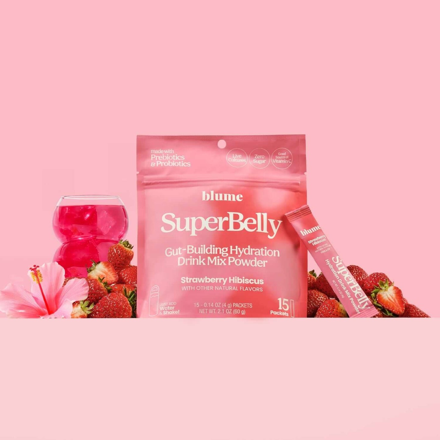 Blume Superbelly Strawberry Hibiscus Hydration Powder