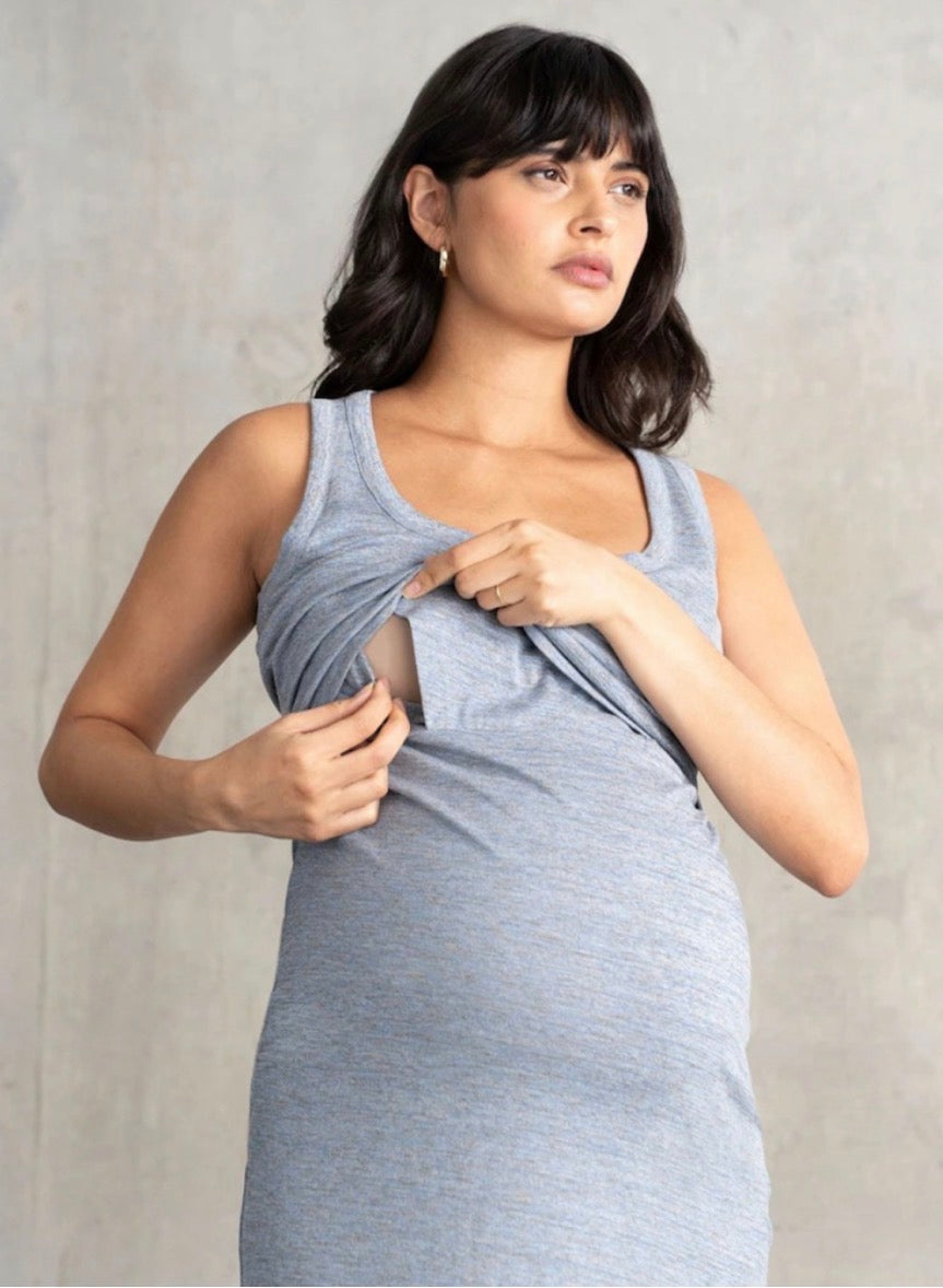 Seraphine Maternity Nursing Bodycon Dress Grey Stretch Size 8 and 16
