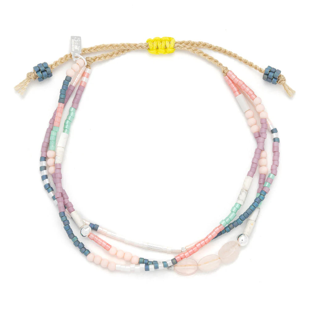 Heart Bracelet - Silver + Rose Quartz - Wanderlust