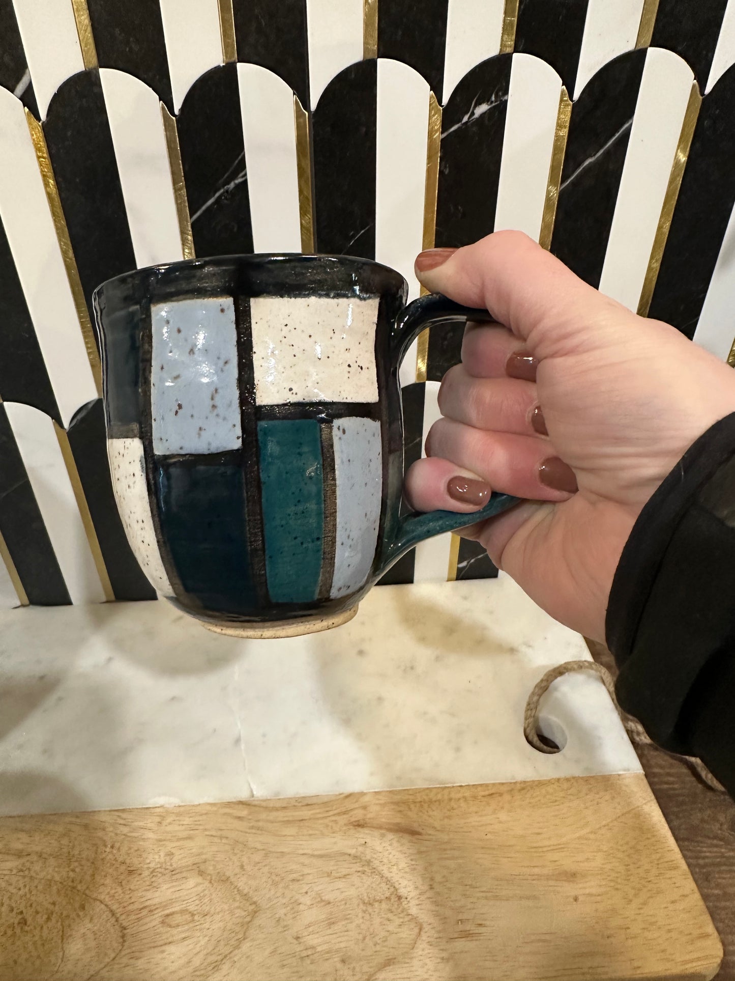 Dark Teal Pottery Mug