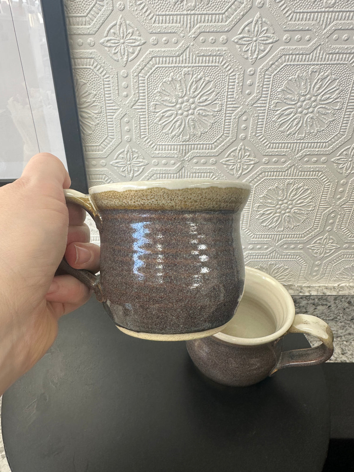 Set of 2 Brown Pottery Mugs