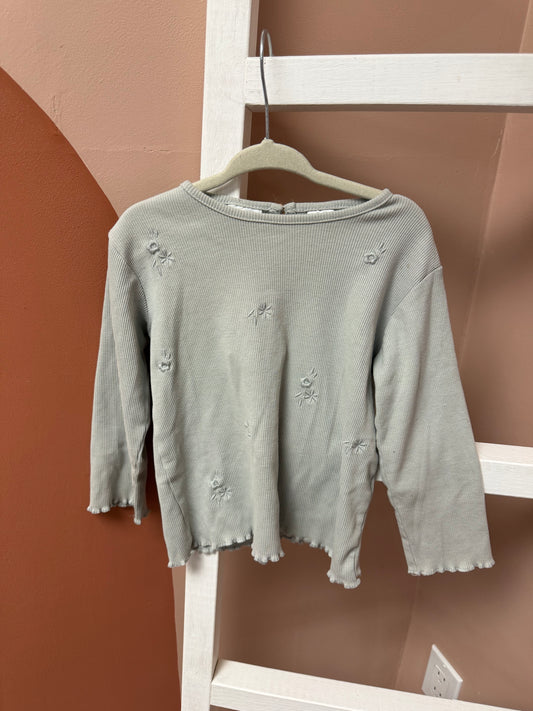 Zara Ribbed Embroidered Long Sleeve - Size 2/3 Yr