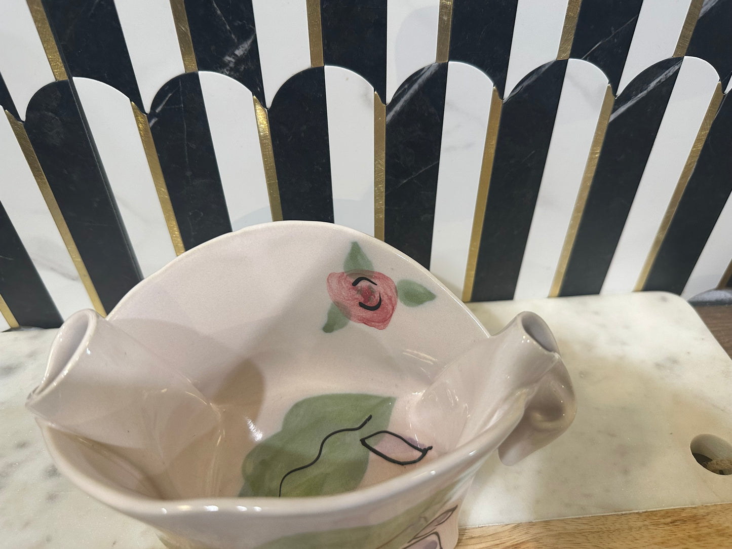 Pottery Bowl with Spoon Holders
