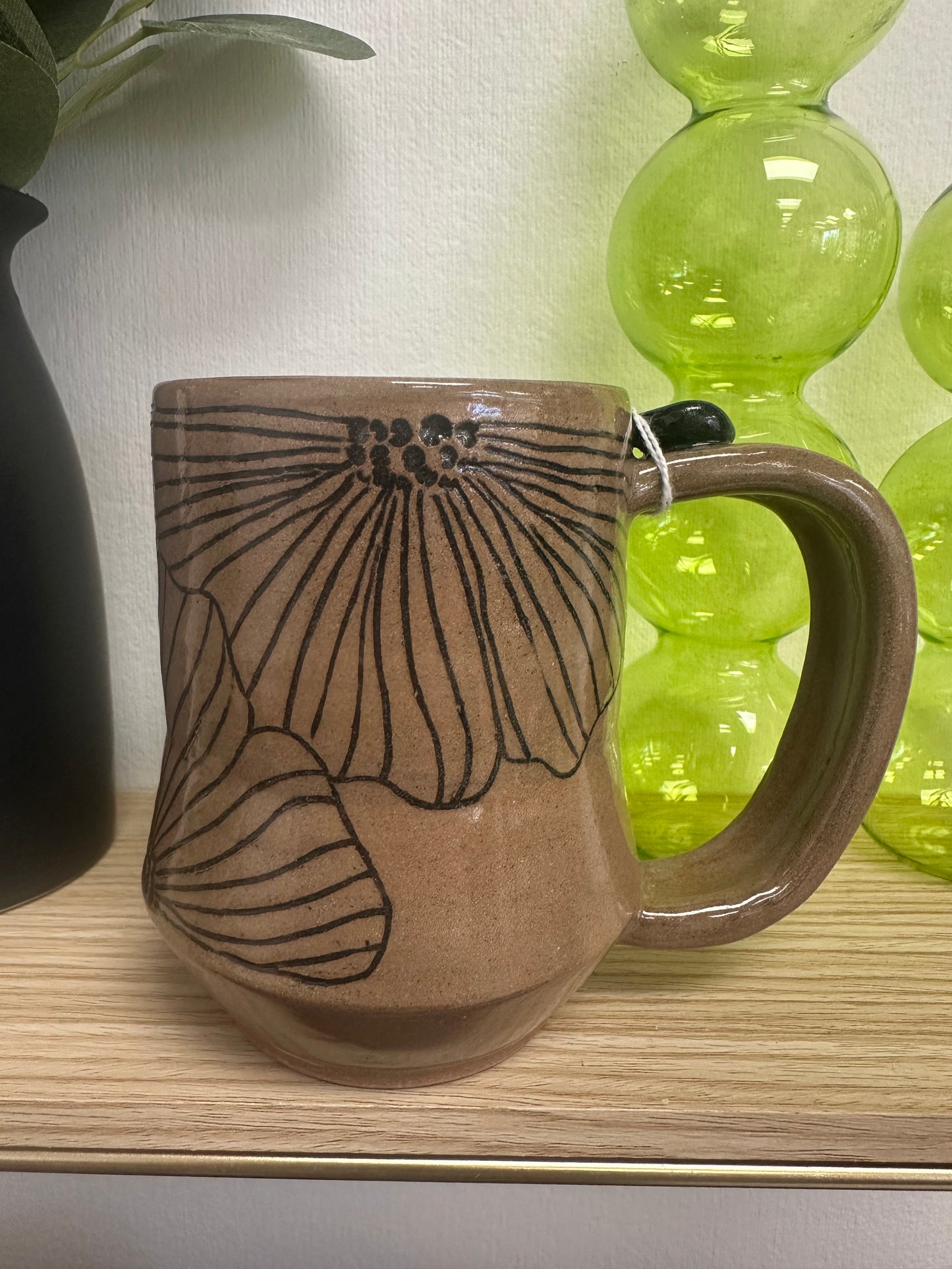 MERC Pottery -Groovy Black Bloom 12oz (B)