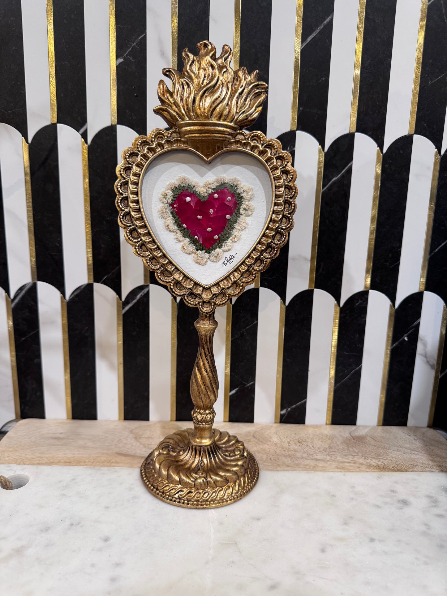 Floral Garden Art - Tall Flaming Heart