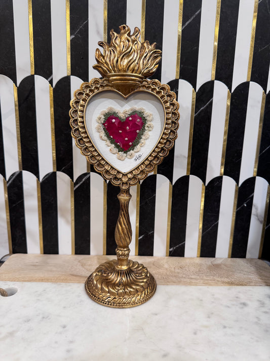 Floral Garden Art - Tall Flaming Heart