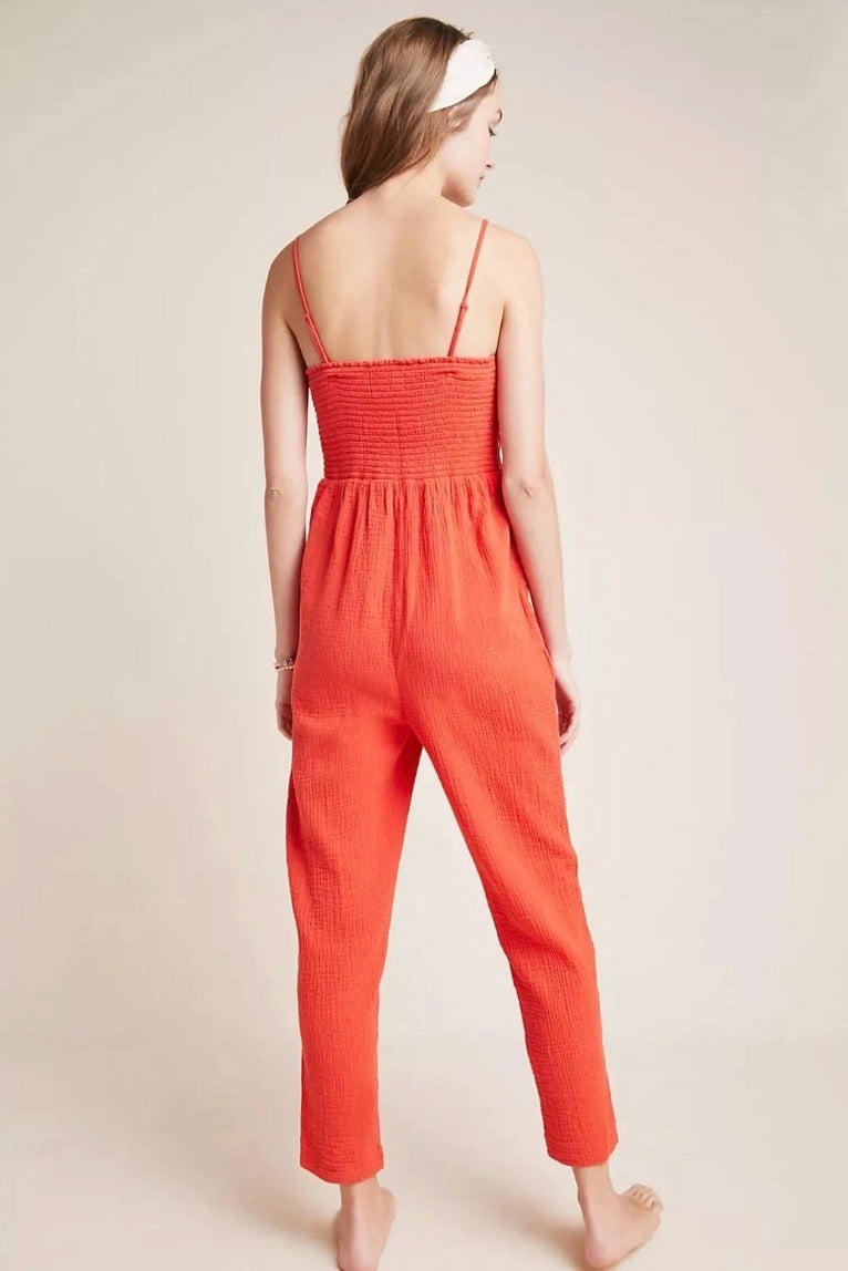 Anthropologie Front Tie Jumpsuit Sz Small