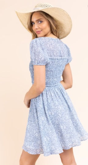 Printed Dress with Smocking Detail