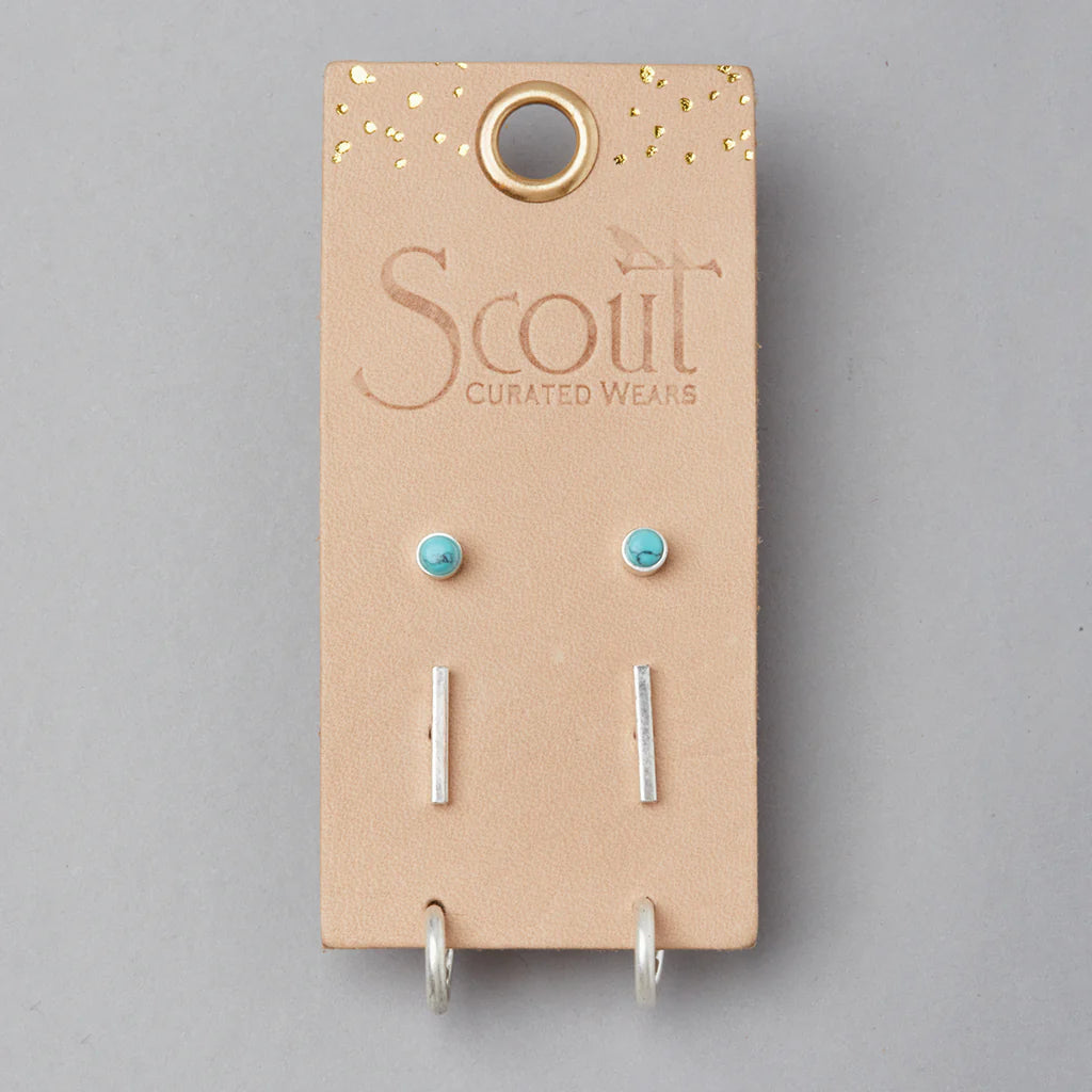 Scarlett Stud Trip - Silver + Turquoise