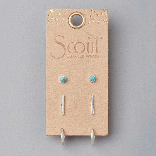 Scarlett Stud Trip - Silver + Turquoise