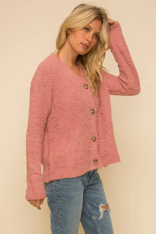 Soft Fuzzy Textured Cardigan