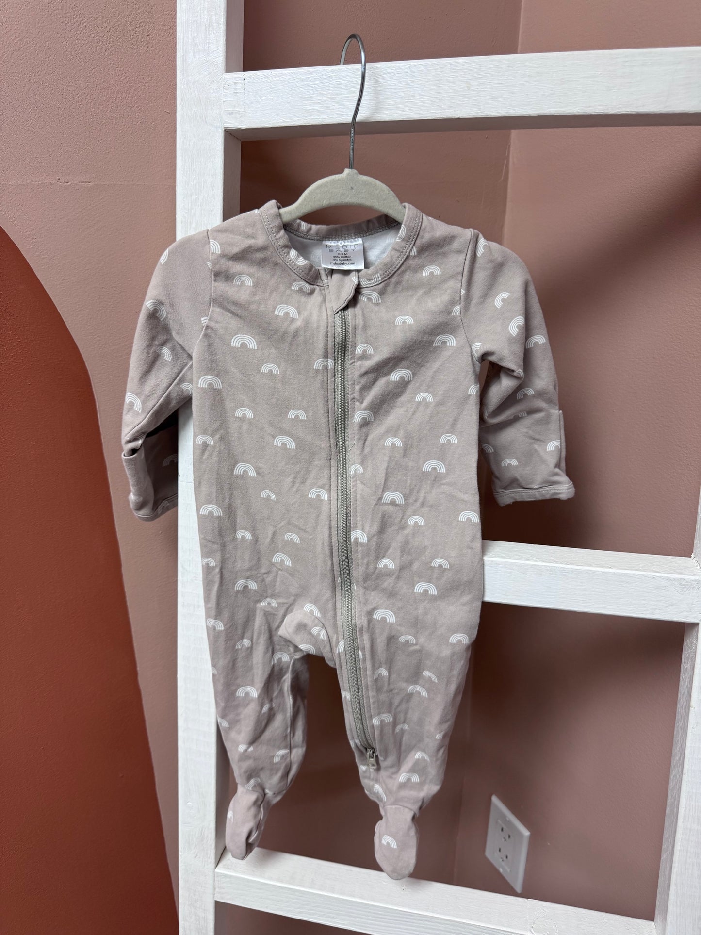 Mebie Baby Beige Rainbow Sleeper - Size 3/6 Months