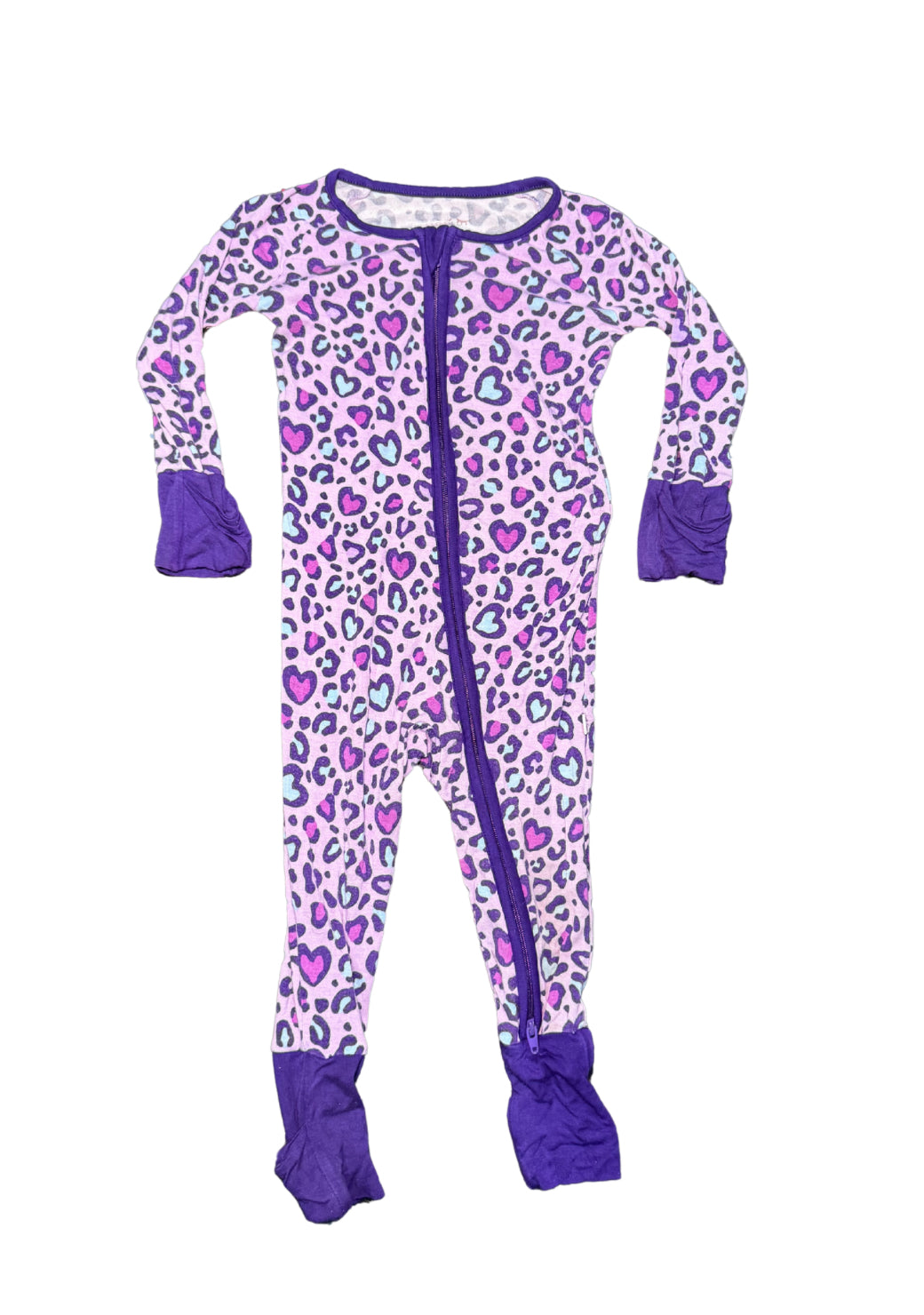 Little Sleepies Purple Cheetah Print Sleeper - Size 6/12 Month