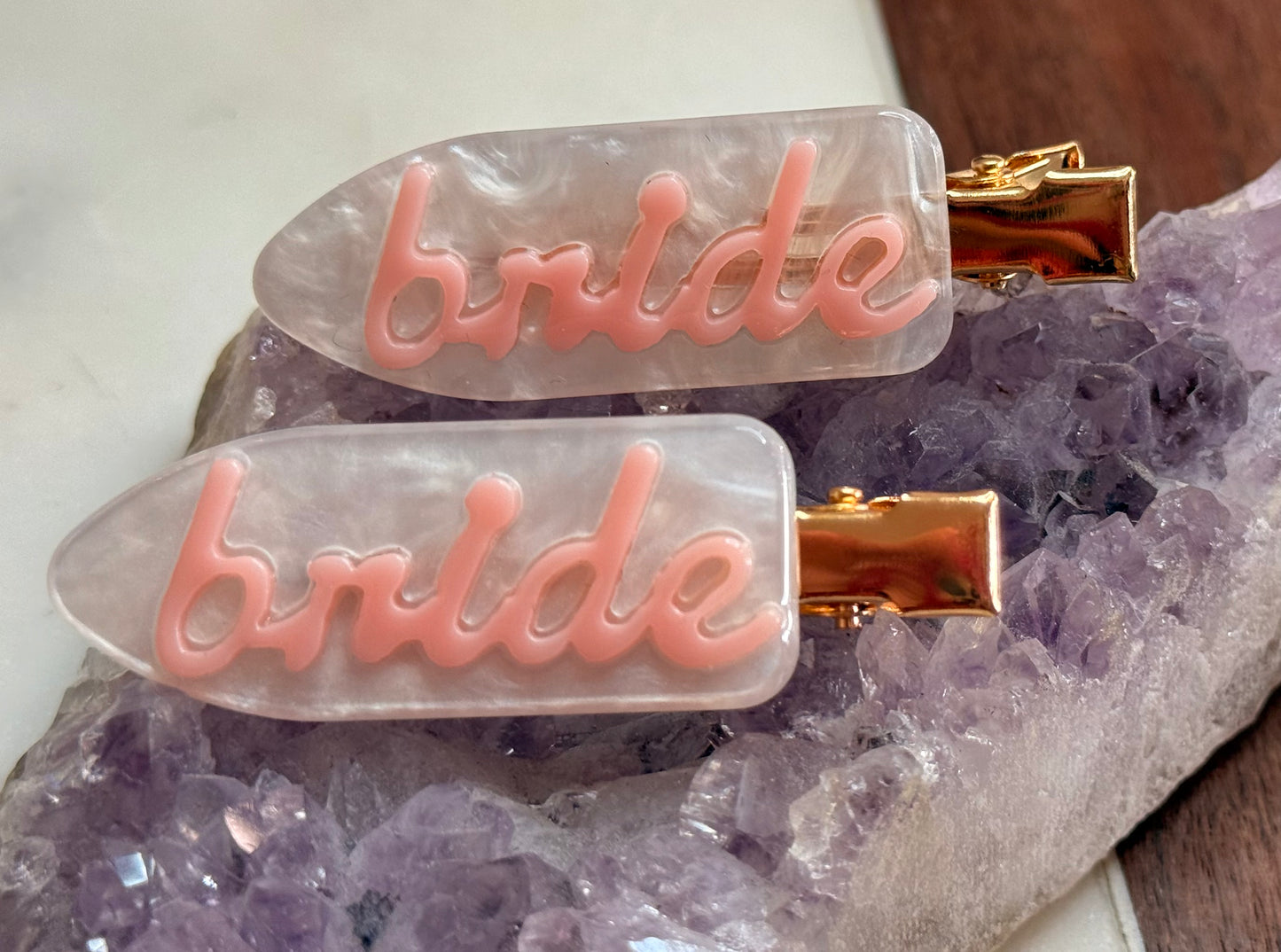 Bride Hair Clips 2 pack Pink