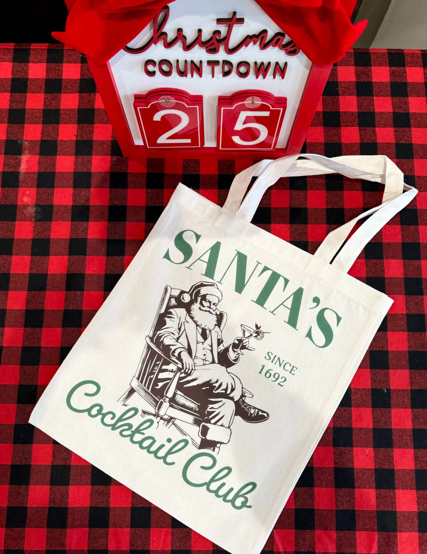 Santa’s Cocktail Club Tote Bag