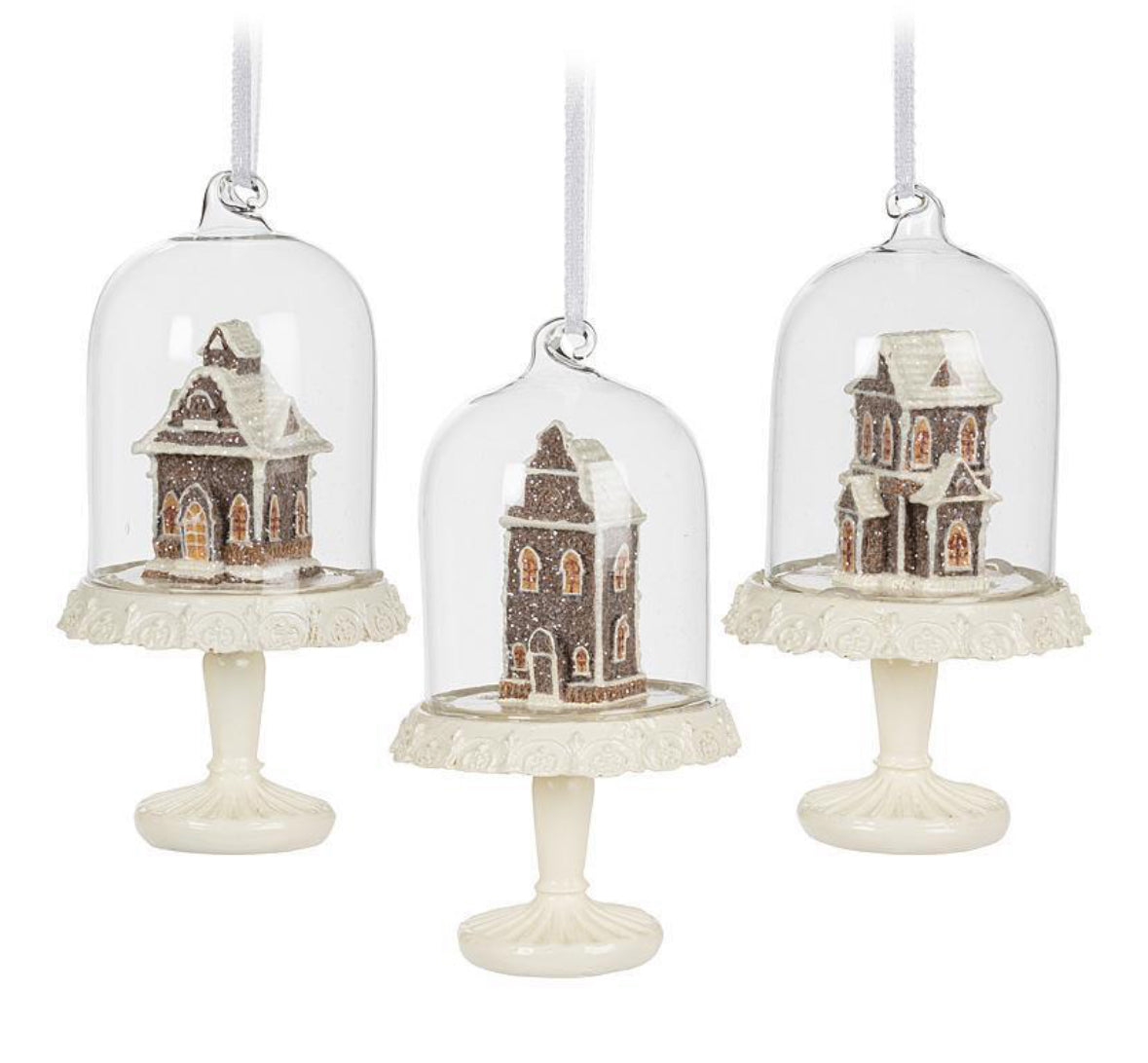 Gingerbread House Dome Ornaments - Assorted