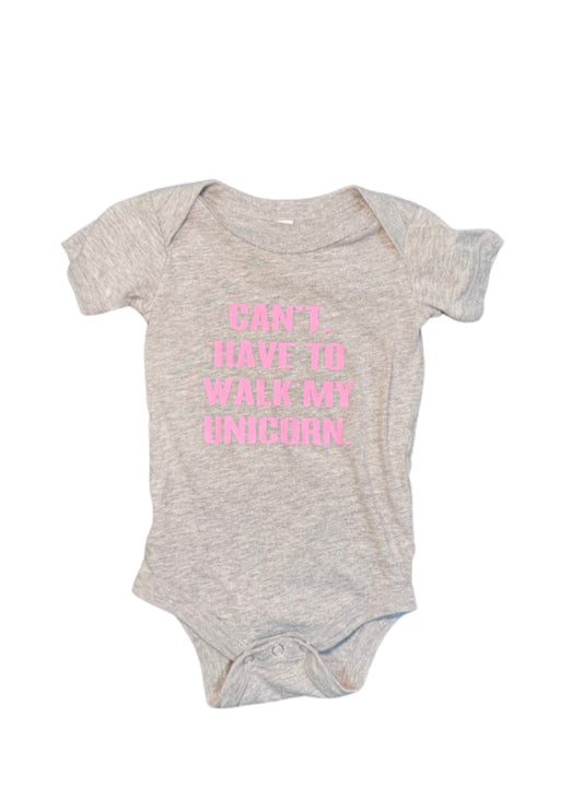 Portage And Main Have To Walk My Unicorn Onesie - Size 3/6 Months