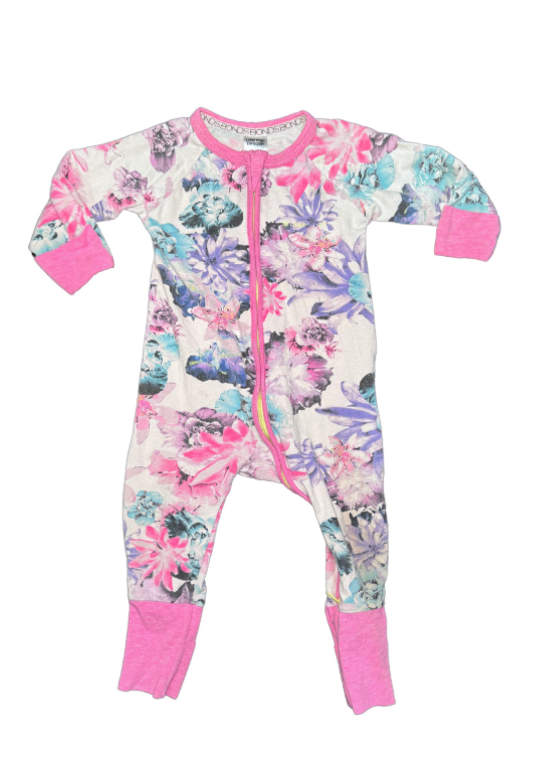 Bonds Pink Floral Sleeper - Size 6/12 Months