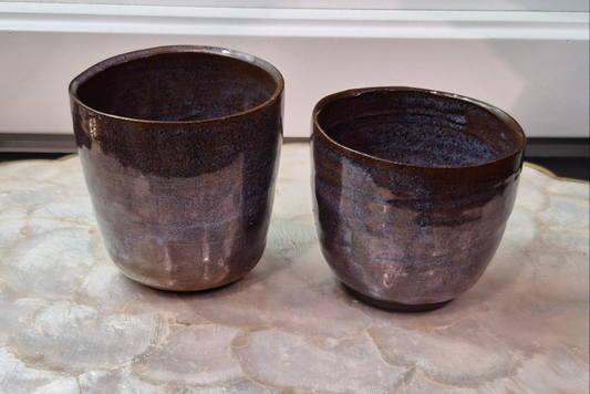 Set Of Two Pottery Wine Tumblers
