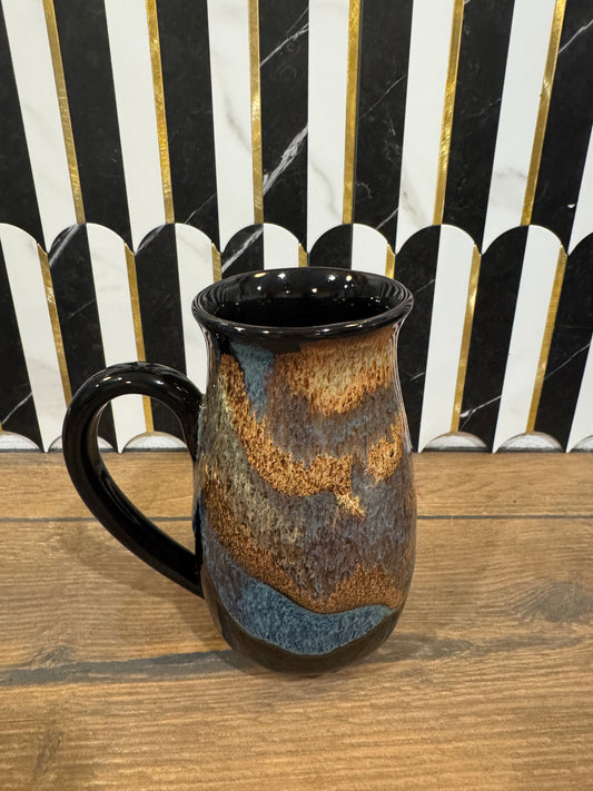 Brown and Blue Pottery Mug