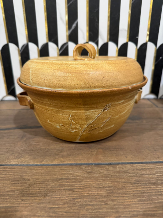 Brown Pottery Bean Pot