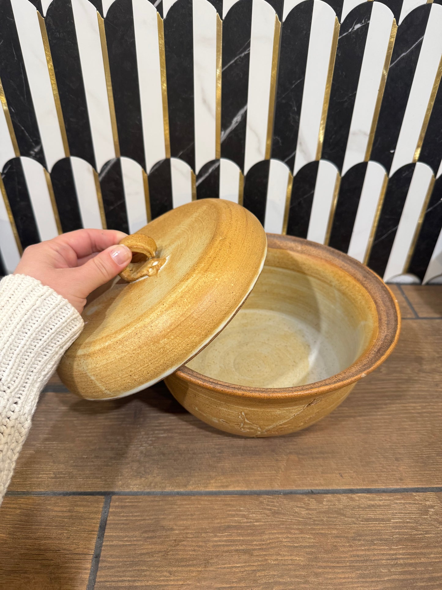 Brown Pottery Bean Pot